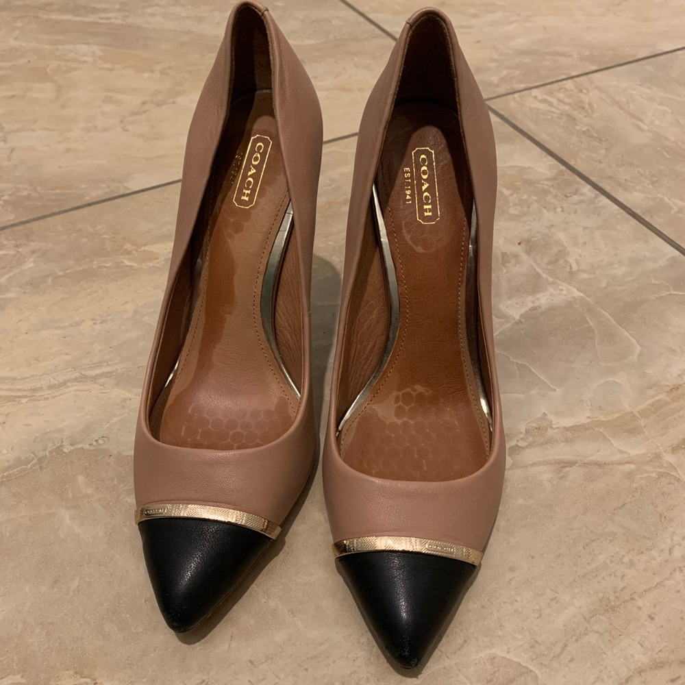 Authentic Coach Nude Black and Gold High Heel Pump